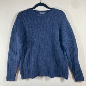 Vtg Banana‎ Republic Sweater Mens L Blue Ribbed Fisherman 90s Preppy Casual